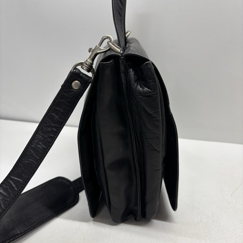 Vintage Wilsons Leather Bag Black Leather Messenger Bag Organizer Career Office - Picture 6 of 16